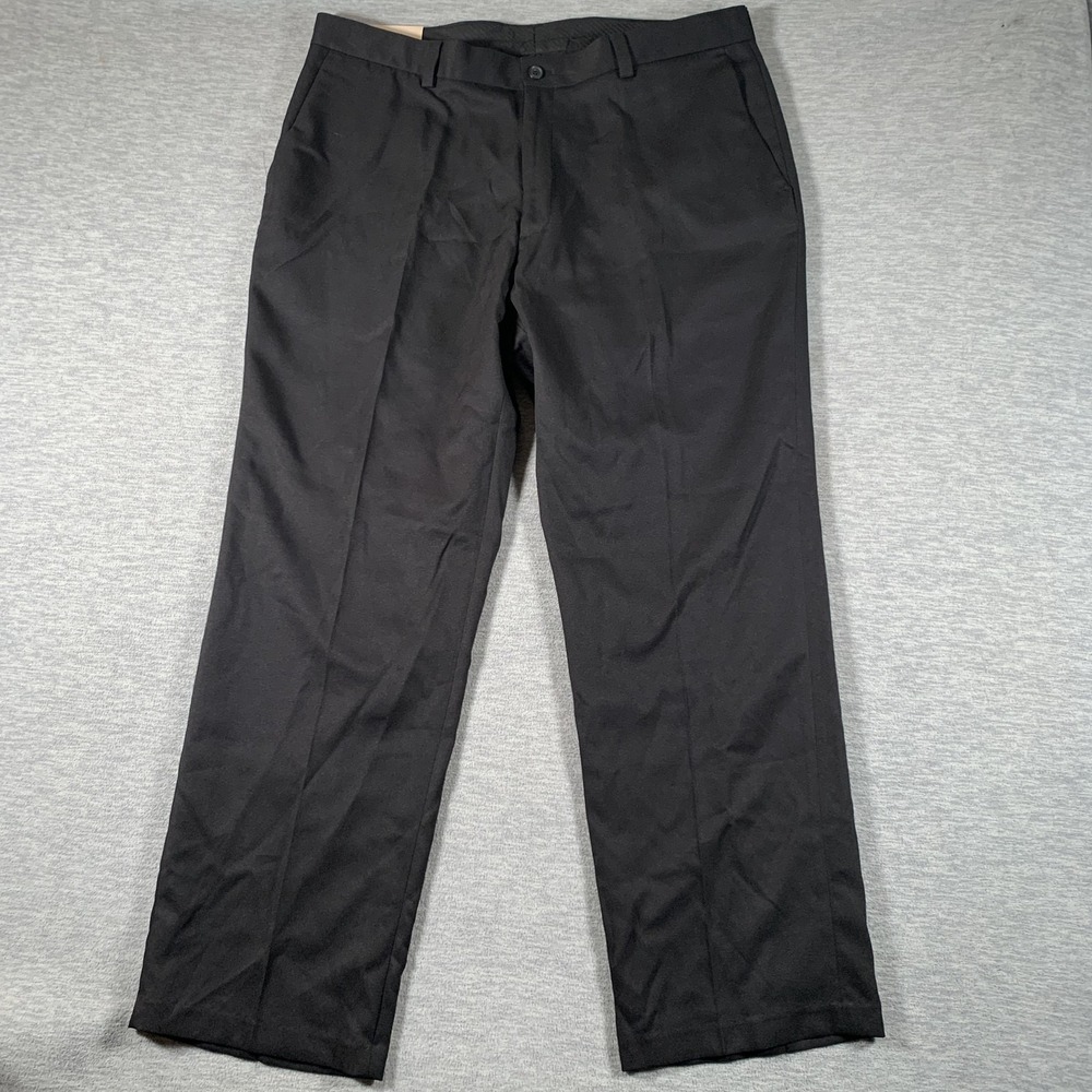 Haggar Dress Pants Mens 38x30 Black Classic Fit Gabardine Work Business